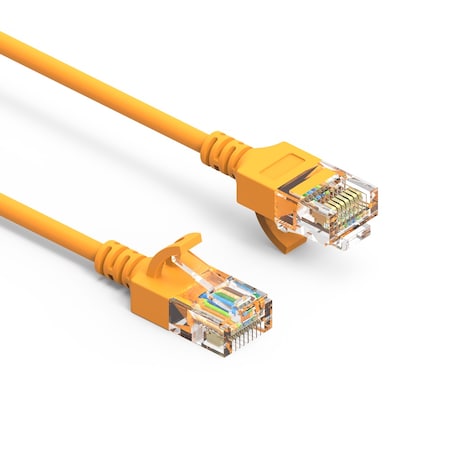 CAT6A UTP Slim Ethernet Network Booted Cable 28AWG- 7ft- Yellow